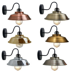 Retro Industrial Wall Lights Fittings E27 Indoor Sconce Metal Bowl Shape Shade For Basement, Bedroom, Home Office~1186-25