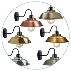 Retro Industrial Wall Lights Fittings E27 Indoor Sconce Metal Bowl Shape Shade For Basement, Bedroom, Home Office~1186-26