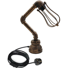 Retro Industrial Water Pipe Lighting Wall Plug-In Table Lamp Steampunk Metal Indoor Stand~1306-13