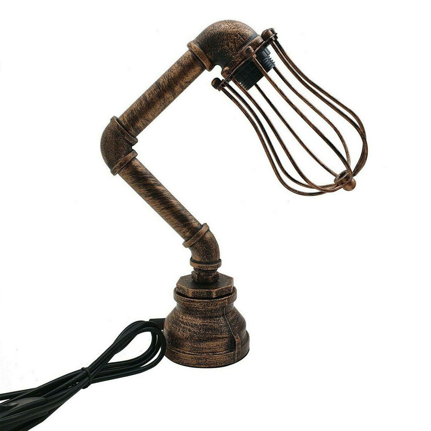 Retro Industrial Water Pipe Lighting Wall Plug-In Table Lamp Steampunk Metal Indoor Stand~1306-14