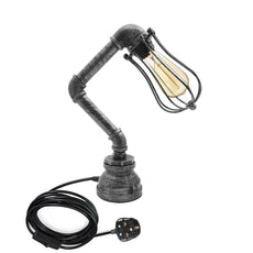 Retro Industrial Water Pipe Lighting Wall Plug-In Table Lamp Steampunk Metal Indoor Stand~1306-21