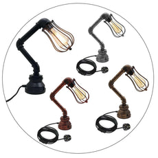 Retro Industrial Water Pipe Lighting Wall Plug-In Table Lamp Steampunk Metal Indoor Stand~1306-0