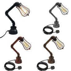 Retro Industrial Water Pipe Lighting Wall Plug-In Table Lamp Steampunk Metal Indoor Stand~1306-28