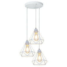 Retro Industrial White Diamond Cage Ceiling Pendant Light Hanging Indoor Lighting ~1182-9