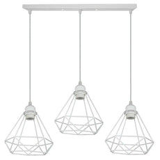 Retro Industrial White Diamond Cage Ceiling Pendant Light Hanging Indoor Lighting ~1182-10