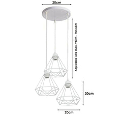 Retro Industrial White Diamond Cage Ceiling Pendant Light Hanging Indoor Lighting ~1182-5