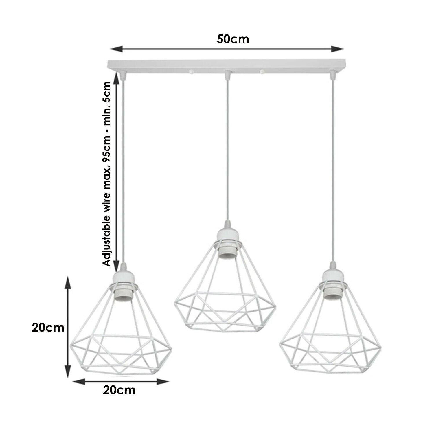 Retro Industrial White Diamond Cage Ceiling Pendant Light Hanging Indoor Lighting ~1182-6