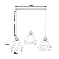 Retro Industrial White Diamond Cage Ceiling Pendant Light Hanging Indoor Lighting ~1182-6