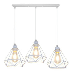 Retro Industrial White Diamond Cage Ceiling Pendant Light Hanging Indoor Lighting ~1182-8