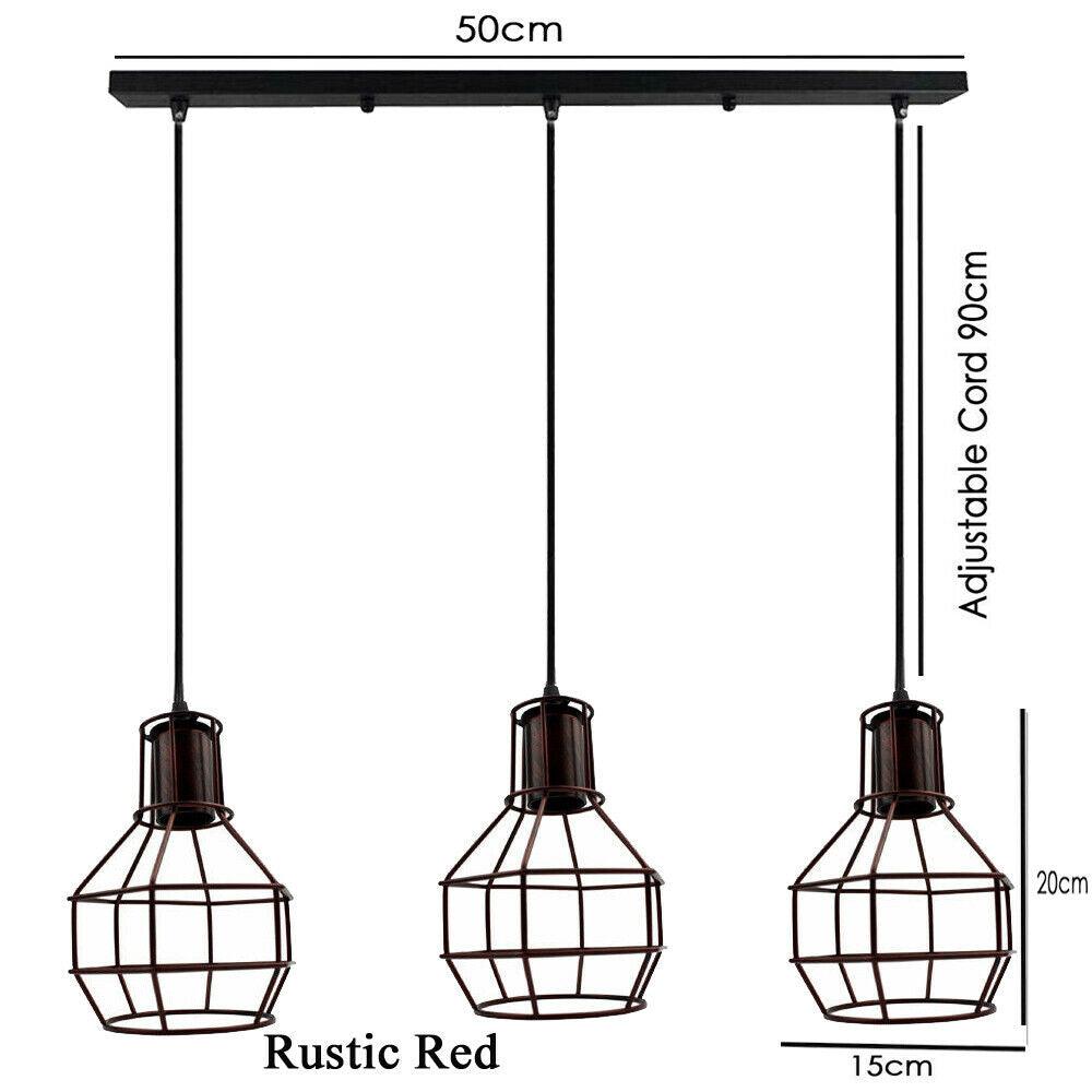 Retro Loft 3 Head Ceiling Light Shade Pendant Lamp With Bulbs~2563-9