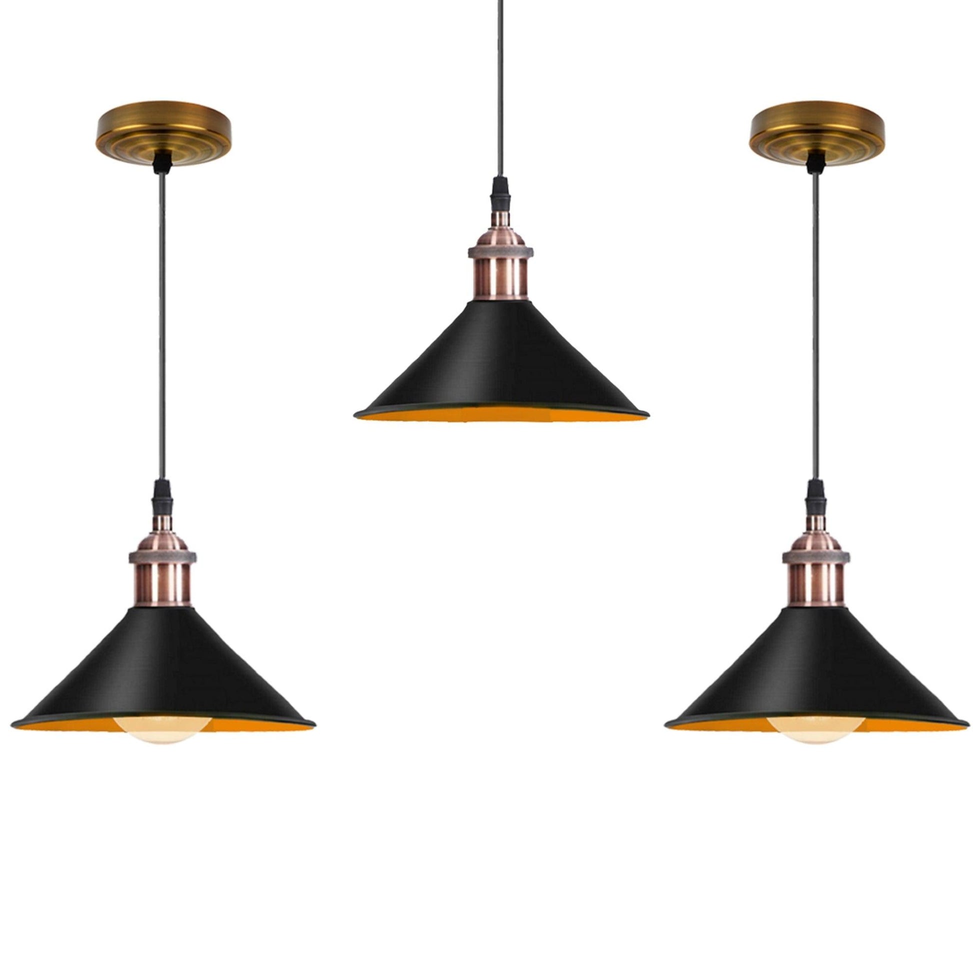 Retro Metal Pendant Black Ceiling Light Lamp Shade With Copper Holder~1511-6