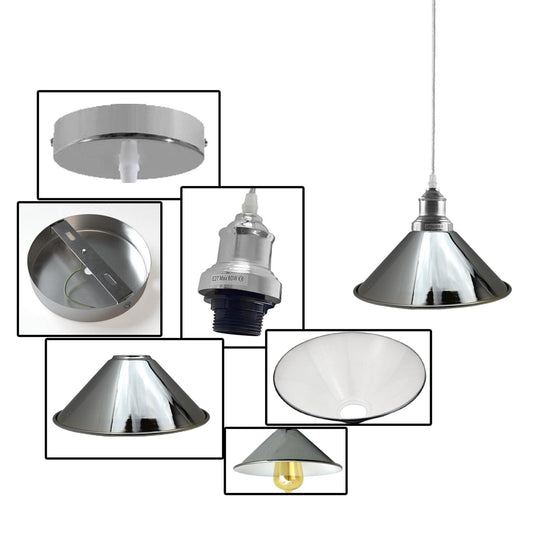 Retro Metal Pendant Chrome Ceiling Light Lamp Shade~1506-1