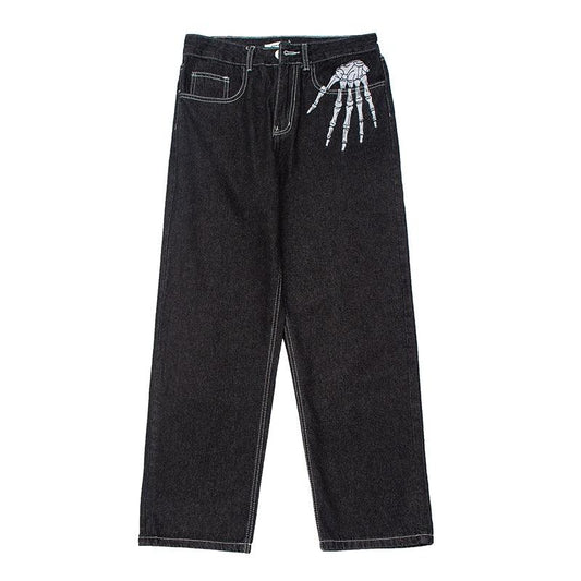 Retro Skull Hand Bone Pants - Puritific