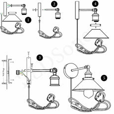 Retro Wall Lights E27 Adjustable Wall Arm Industrial Wall Light Fixtures Sconce Lamp for Loft Coffee Bar~1279-4