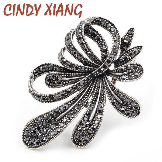 Rhinestone Black Flower Brooches for Women - Puritific