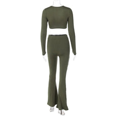 Ribbed Flare Pants Set - Puritific