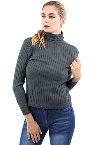 Roxbury Ribbed Turtleneck Sweater - Grey - Puritific