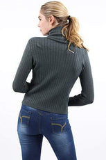 Roxbury Ribbed Turtleneck Sweater - Grey - Puritific