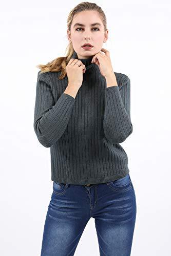 Roxbury Ribbed Turtleneck Sweater - Grey - Puritific