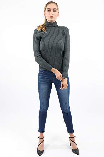 Roxbury Ribbed Turtleneck Sweater - Grey - Puritific