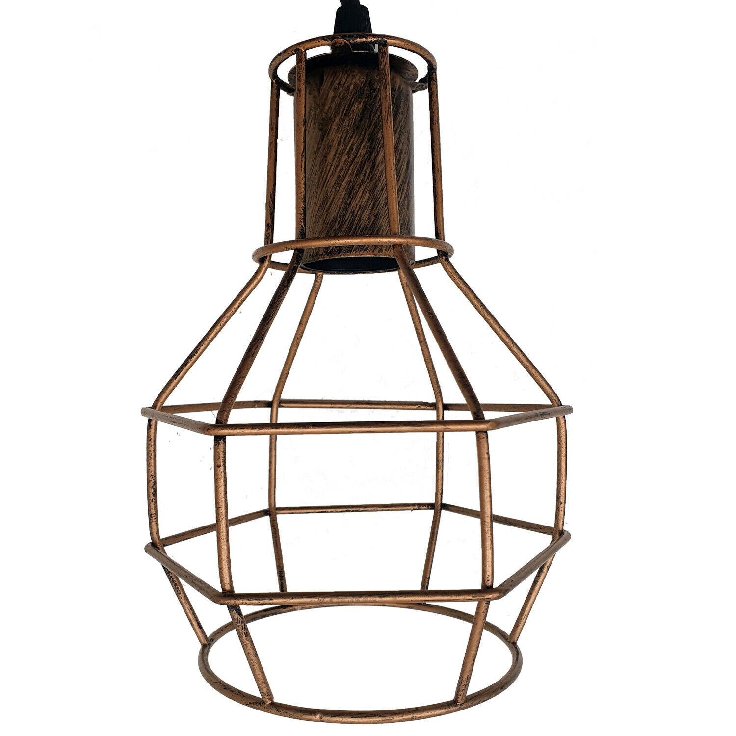 Rustic Red 2m Pendant Light Cage Retro Industrial Ceiling Light Spider Lamp~1589-6