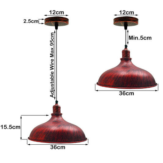 Rustic Red Industrial Retro Ceiling Pendant Light~1480-1