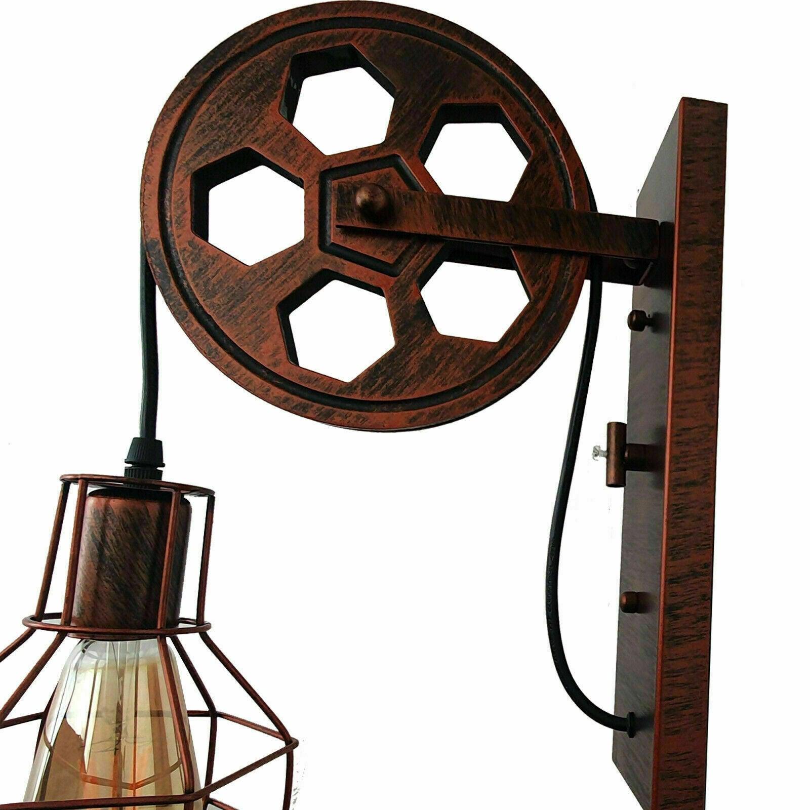 Rustic Red Loft Style Wall lamp Antique Lift Retractable Pulley Wall Lighting~1912-6