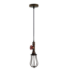 Rustic Red Pendant Light Steampunk Pipe Light Balloon Cage Lamp Hanging Indoor Light Fitting For Kitchen, Living room~1194-2