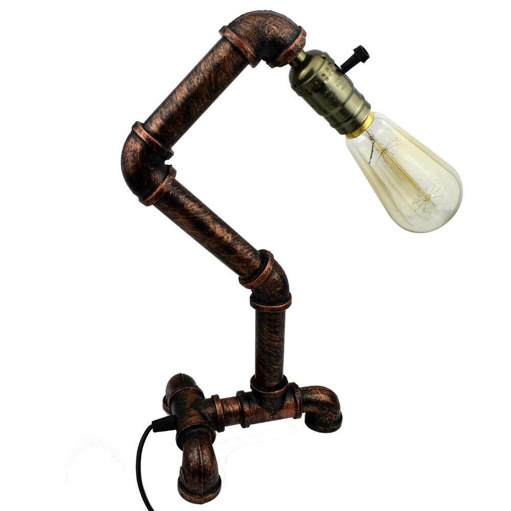 Rustic Red Retro Industrial Table Lamp Water pipe Lamps E27 Loft Light~3378-5