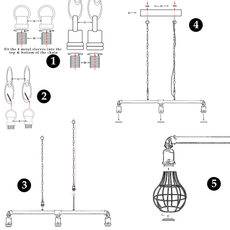 Rustic Red Retro Pendant Pipe Light 3 Head Cage Suspended Ceiling Lights~1791-4