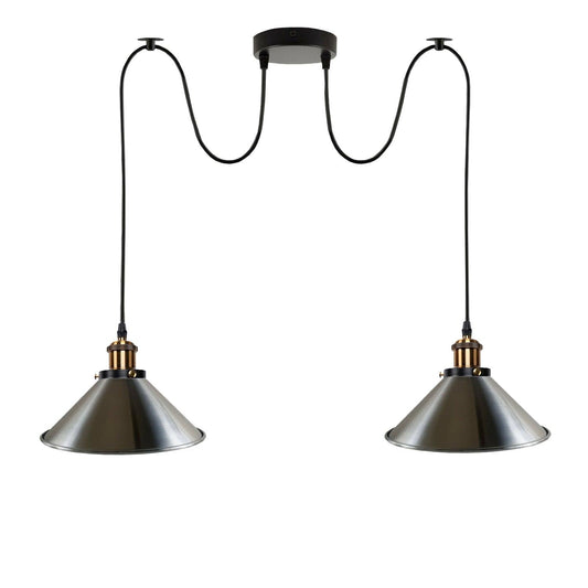 Satin Nickel 2 Way Retro Industrial Ceiling E27 Hanging Lamp Pendant Light~3508-0