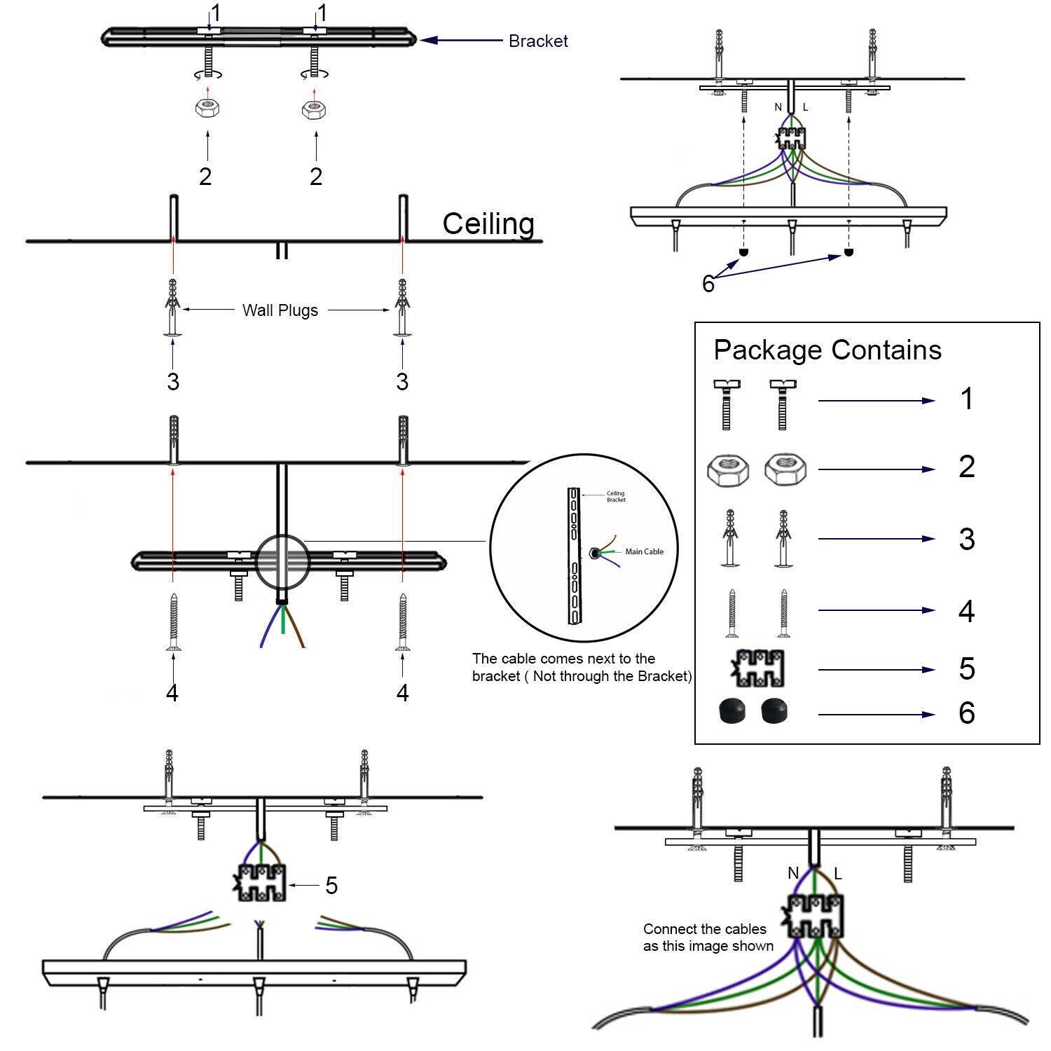 Satin Nickel Multi outlet Ceiling Pendant Kits~1985-3