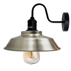 Satin Nickel Retro Wall Lamp Shade Rustic Loft Wall Sconce Industrial Wall Light~1978-3