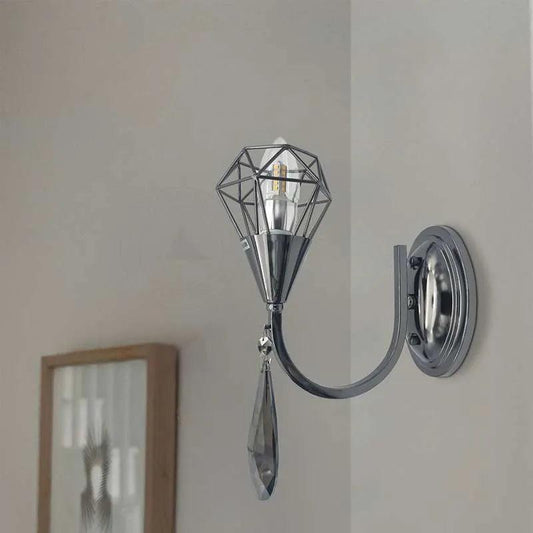 scroll arm guard cage single wall light crystal droplet chrome plated~4938-0