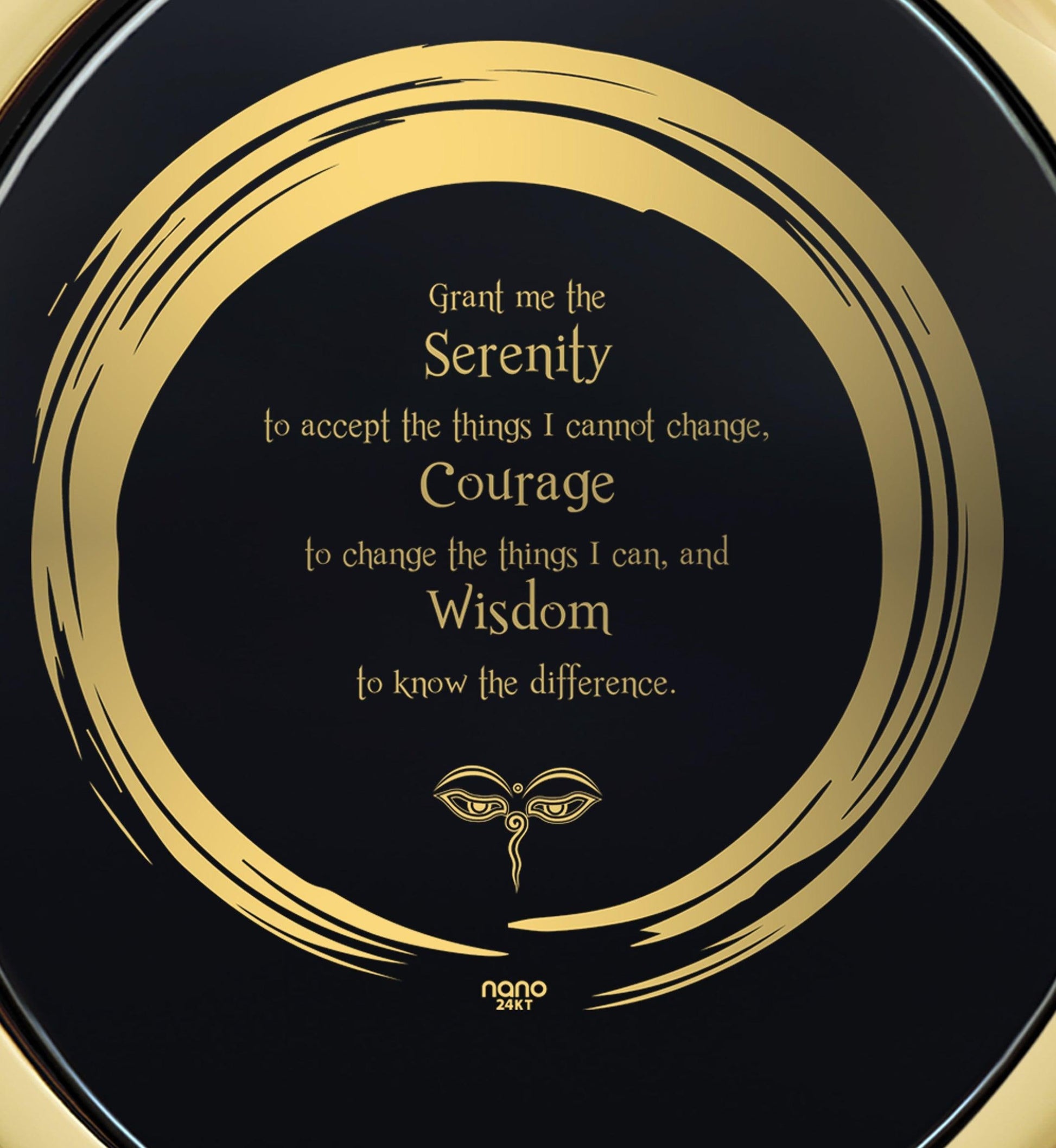 Serenity Prayer Necklace 24k Gold Inscribed Zen Circle Pendant - Puritific