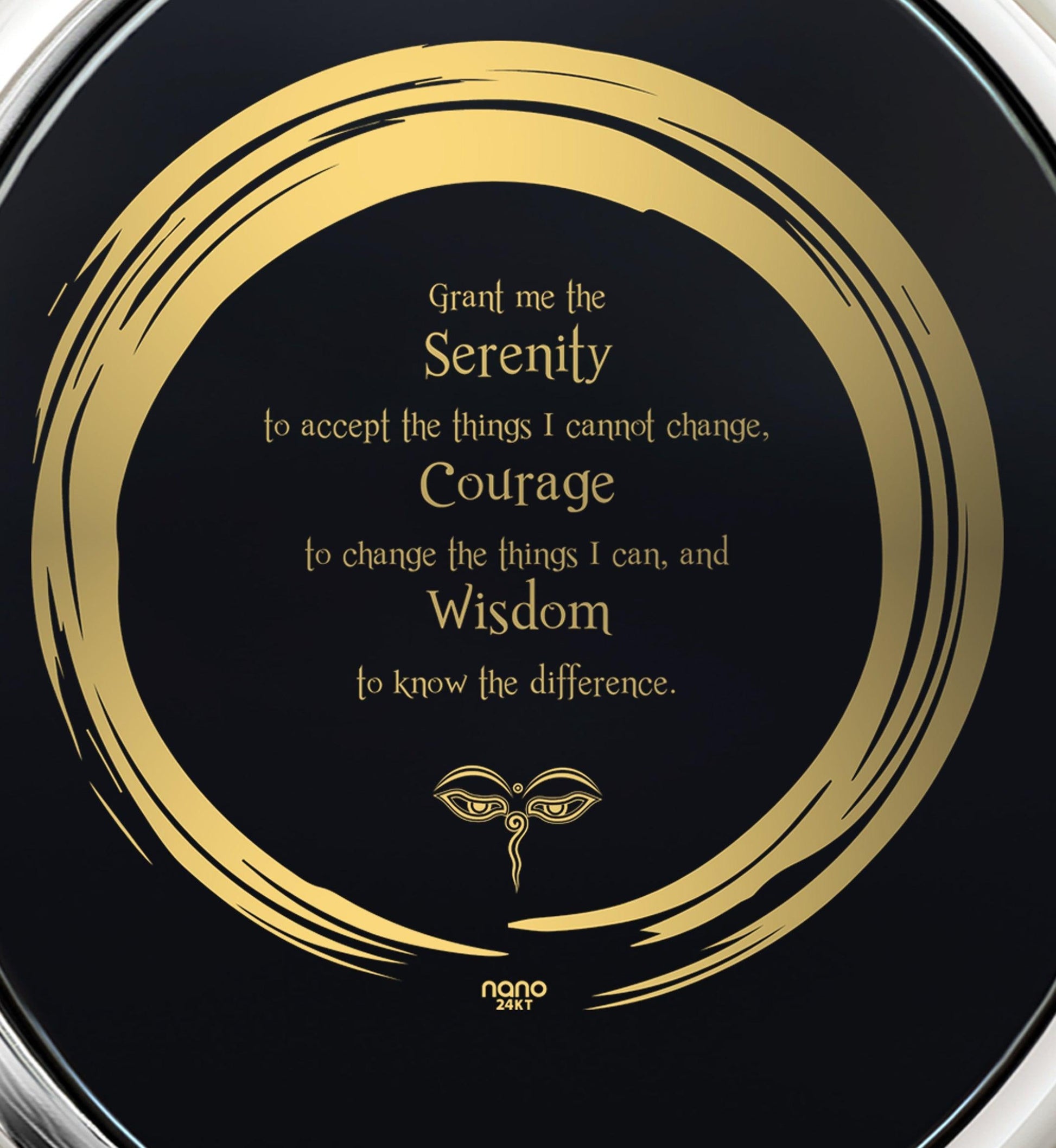 Serenity Prayer Necklace 24k Gold Inscribed Zen Circle Pendant - Puritific