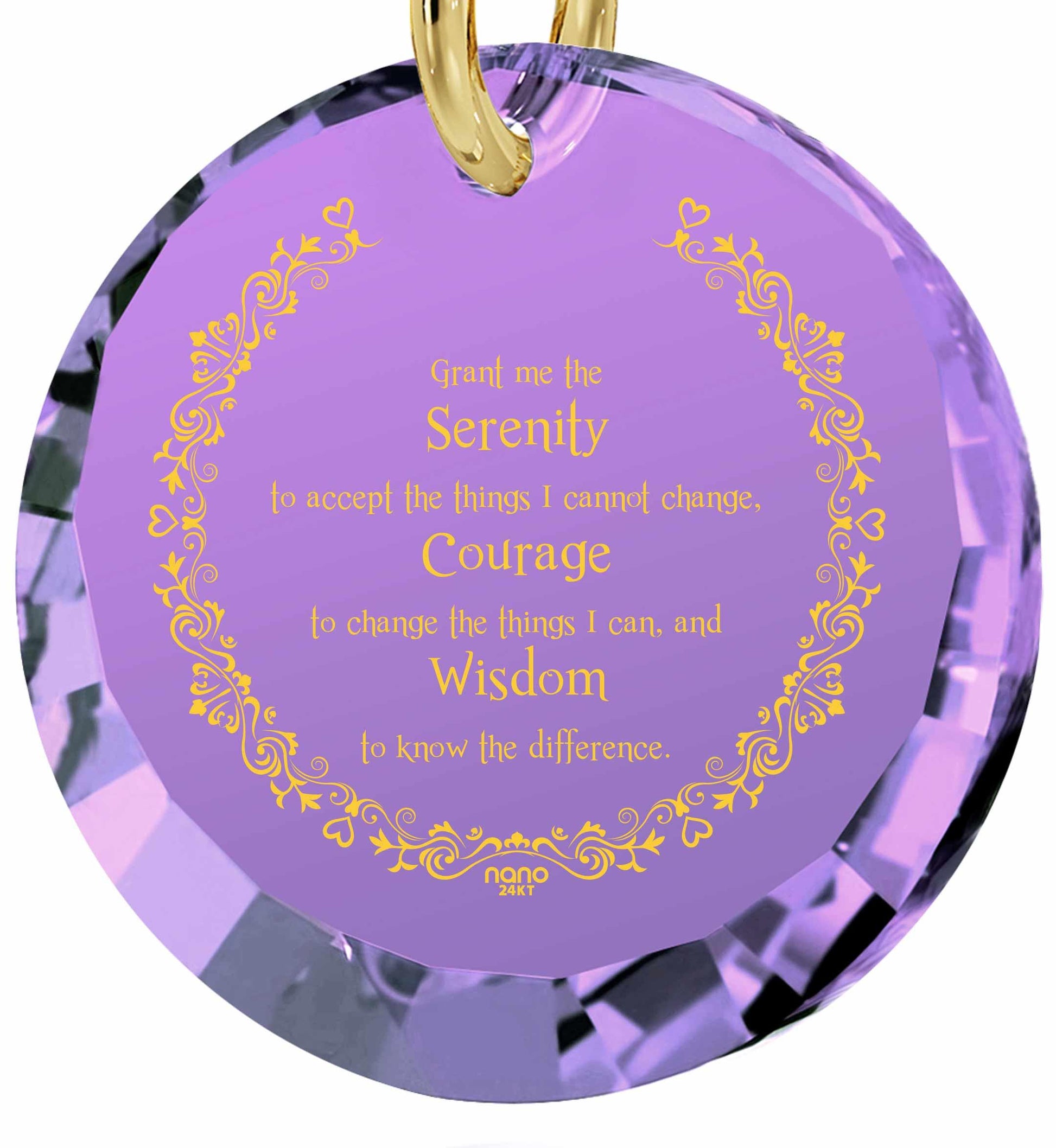 Serenity Prayer Necklace Inspirational Cubic Zirconia Pendant - Puritific