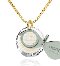 Serenity Prayer Necklace Inspirational Cubic Zirconia Pendant - Puritific