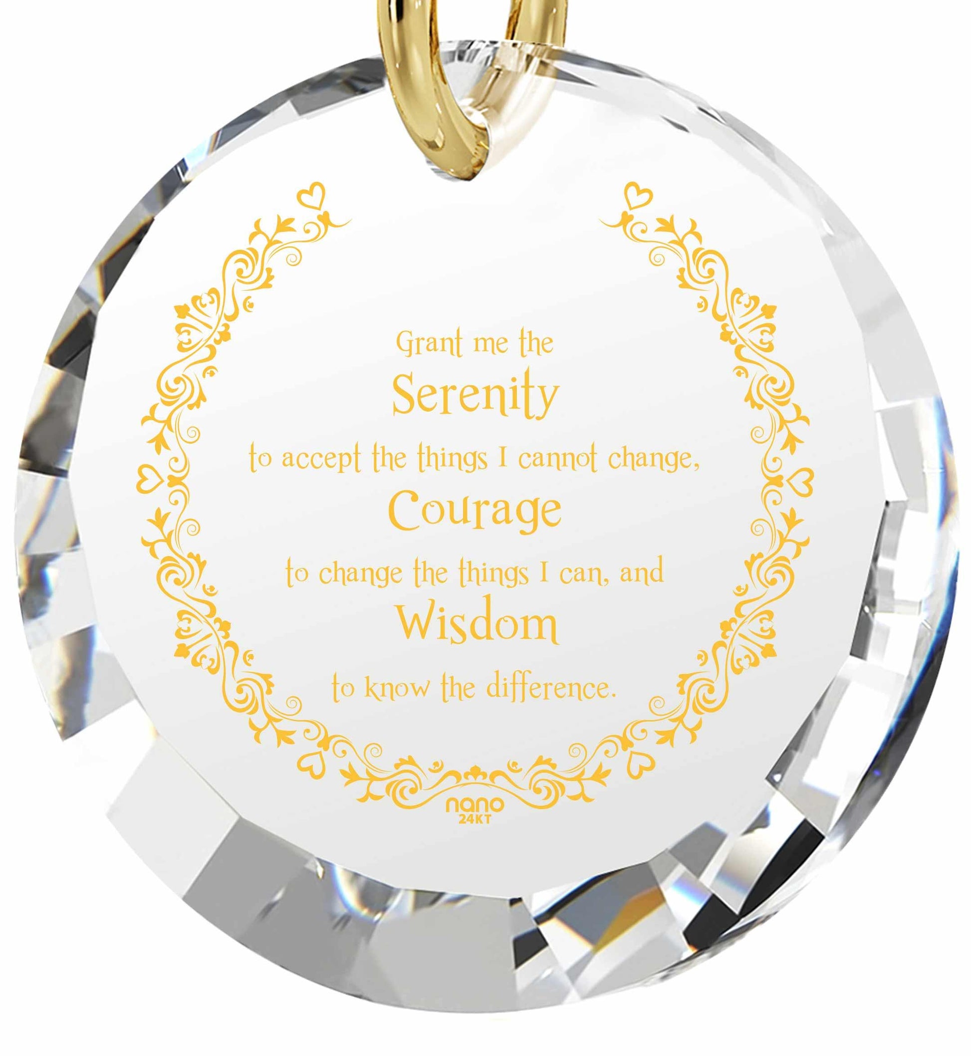 Serenity Prayer Necklace Inspirational Cubic Zirconia Pendant - Puritific