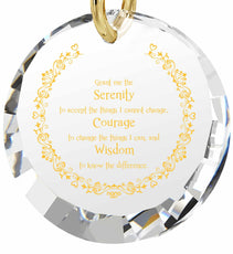 Serenity Prayer Necklace Inspirational Cubic Zirconia Pendant - Puritific