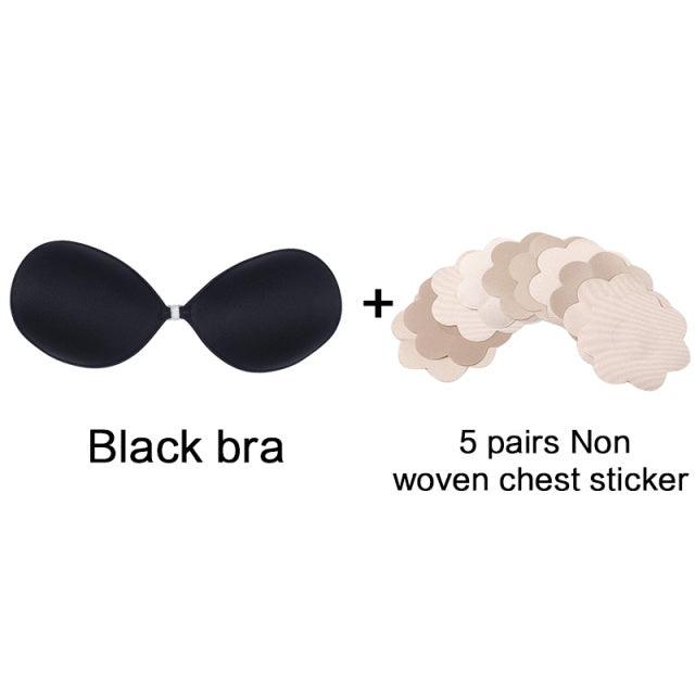 Sexy Sujetador Women&#39;s bra Invisible Push Up Bra Self-Adhesive Silicone Seamless Front Closure Sticky Backless Strapless Bra - Puritific