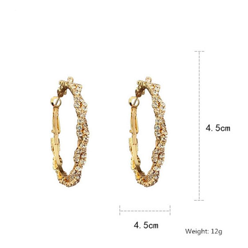 Shiny Screw Crystal Round Hoop Earrings - Puritific