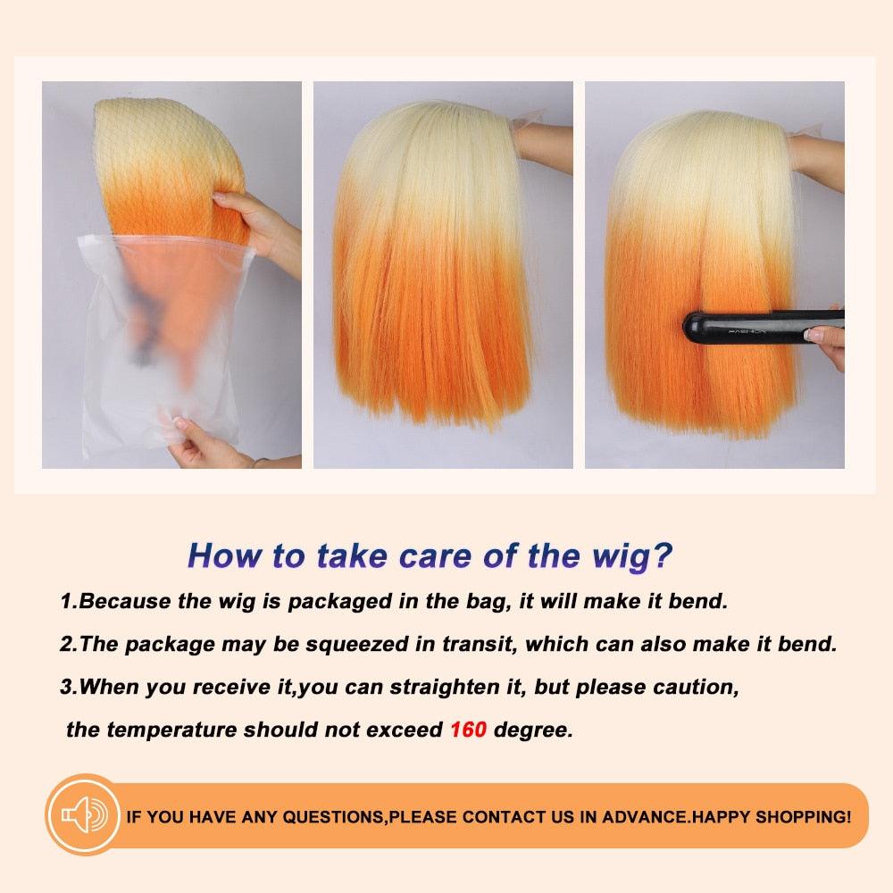 Short Blonde Orange Cosplay Wigs - Puritific