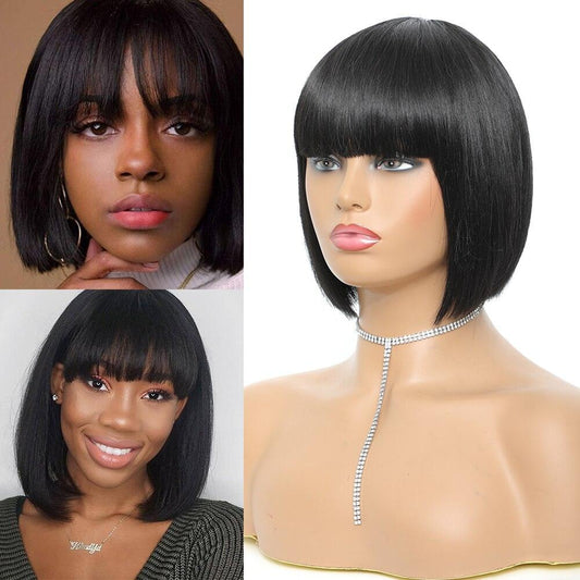 Short Bob Wig With Bangs - Puritific