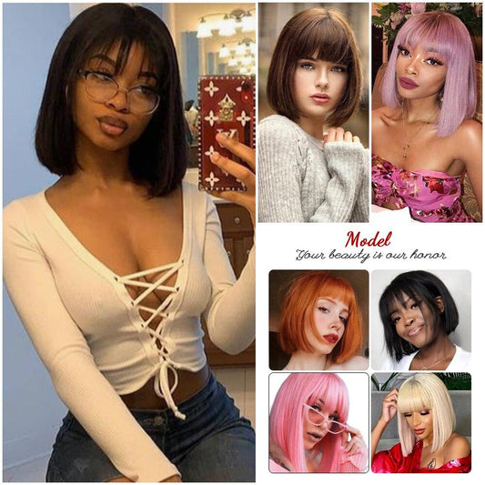 Short Bob Wig With Bangs - Puritific