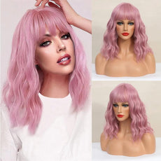 Short Curly Wavy Synthetic Wig With Bangs - Puritific