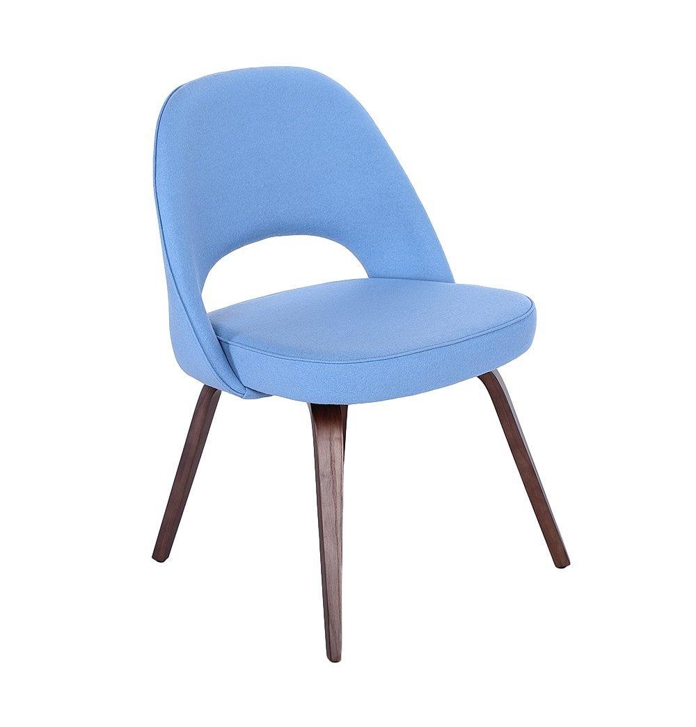 Sienna Executive Side Chair - Light Blue Fabric & Walnut Legs-0