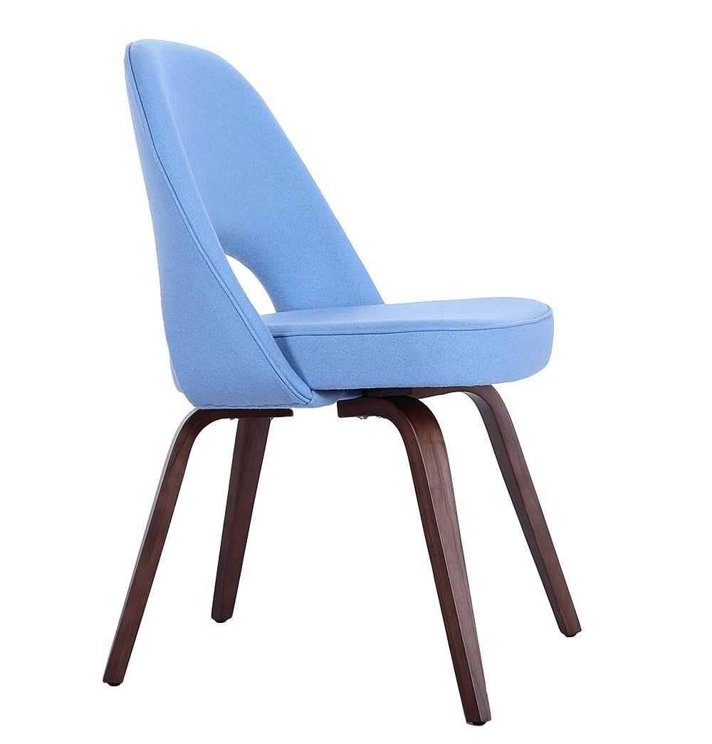 Sienna Executive Side Chair - Light Blue Fabric & Walnut Legs-2