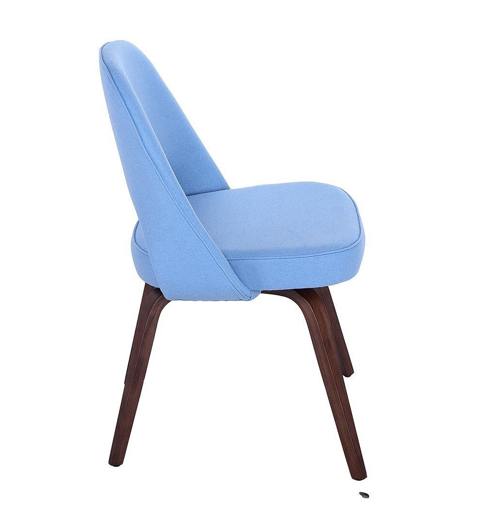 Sienna Executive Side Chair - Light Blue Fabric & Walnut Legs-3