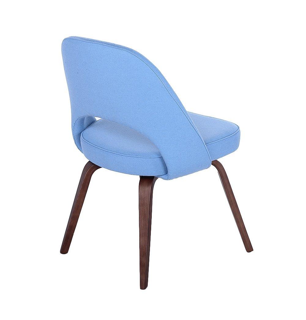 Sienna Executive Side Chair - Light Blue Fabric & Walnut Legs-4